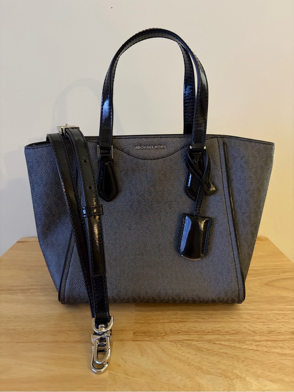 Michael Kors Two-Tone Black and Gray Leather Tote